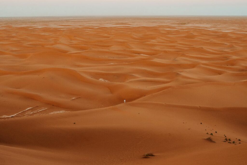 Aerial view of Erg Chebbi dunes near Merzouga