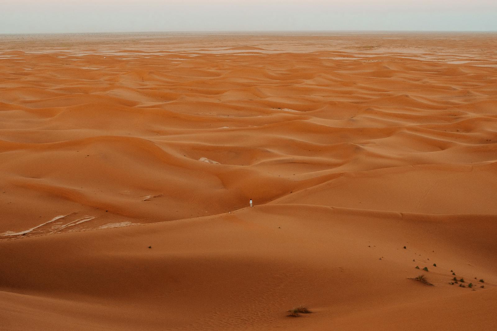Aerial view of Erg Chebbi dunes near Merzouga